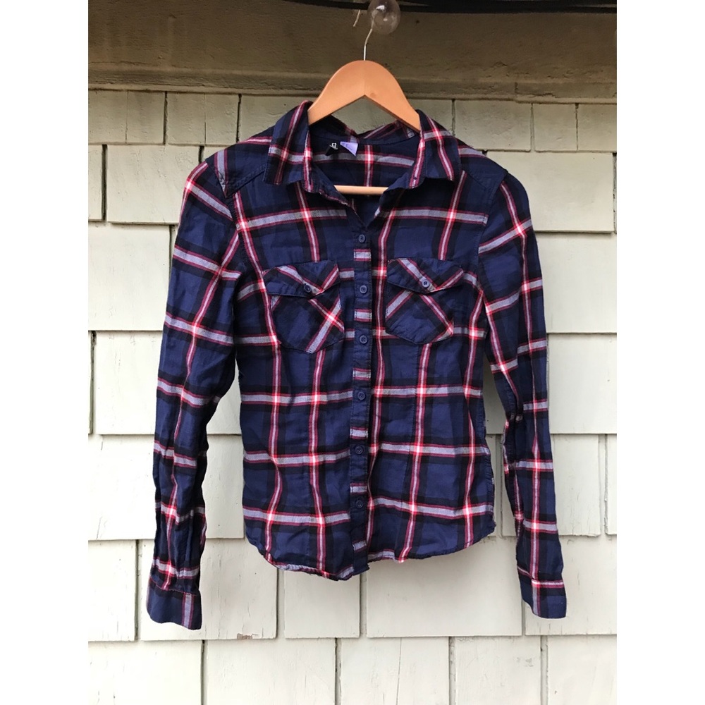 Plaid Button Down Blue & Red